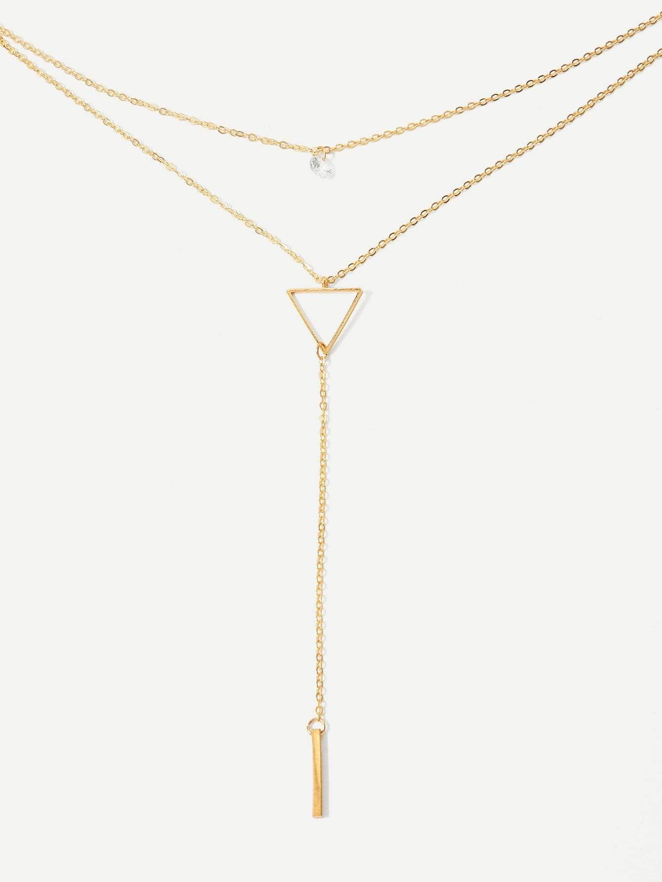 Bar & Triangle Layered Chain Necklace