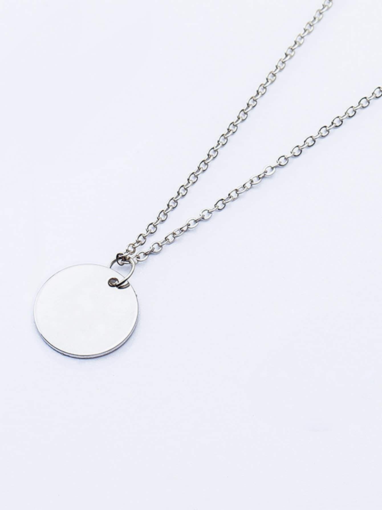 Flat Disc Pendant Necklace